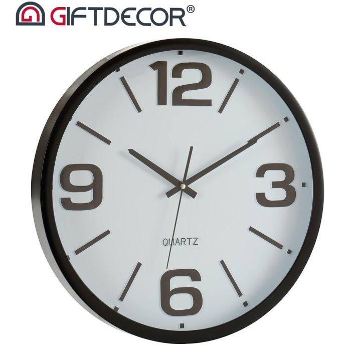 Reloj Redondo 40 cm Liso Blanco y Negro - Giftdecor (6 Unidades) 1 Reloj Redondo 40 cm Liso Blanco y Negro - Giftdecor (6 Unidades) 1