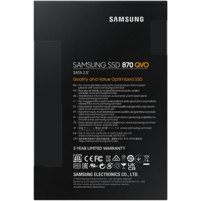 Samsung MZ-77Q2T0BW Disco SSD QLC 870 QVO 2TB SATA III 2.5" para PC y Portátil - 560/530 MB/s 6
