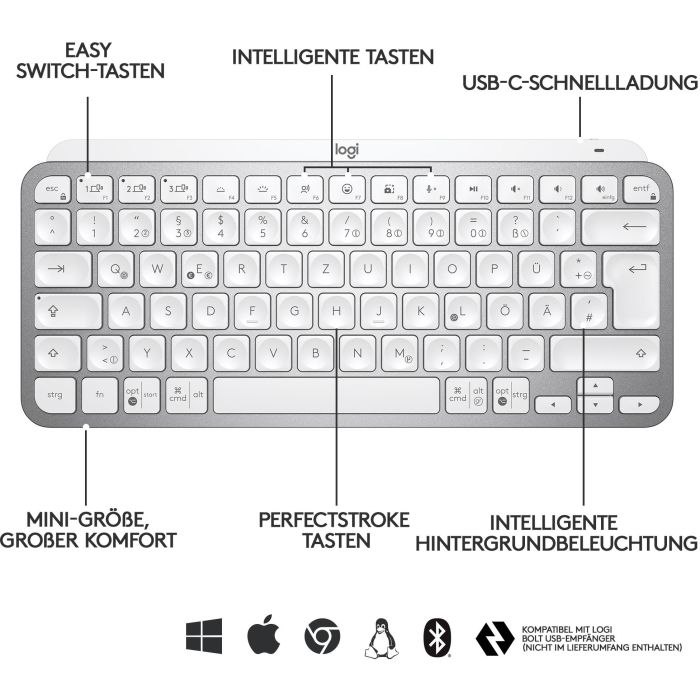Logitech MX Keys Mini - Tastatur - Hintergrundbeleuchtung Pale Gray 2