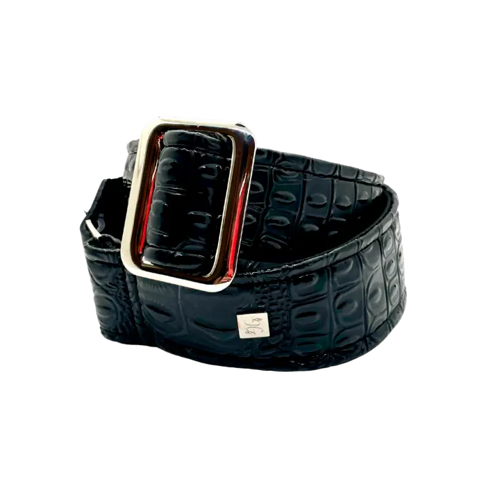 GETM Correa Guitarra Bajo Aussie Gator Black Ajustable hasta 165cm Polipiel Nailon Piel 1