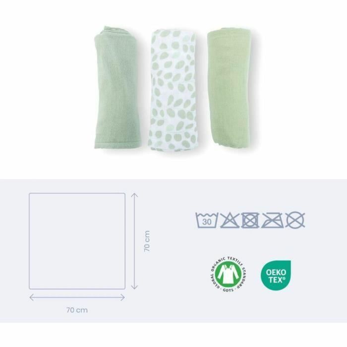 Doomoo BAB5400653010770 - Pack de 3 Arrullos de Gasa Algodón Orgánico, Certificado Oeko-Tex, Verde 2 Doomoo BAB5400653010770 - Pack de 3 Arrullos de Gasa Algodón Orgánico, Certificado Oeko-Tex, Verde 2