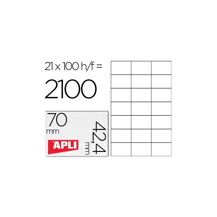 Etiquetas adhesivas Apli 01276 100 Hojas 70 x 42,4 mm Blanco