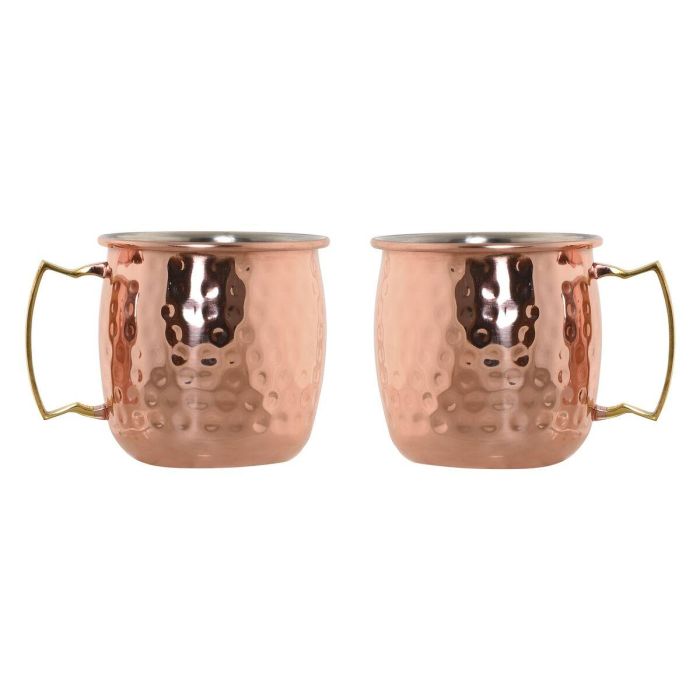 Mug Loft DKD Home Decor Cobrizo Dorado 9.5 x 9 x 12 cm Set de 2