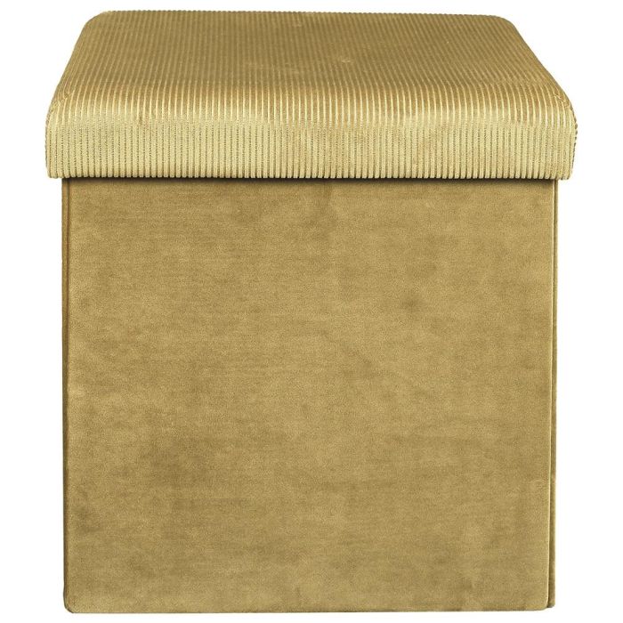 Home Deco Factory Caja Puf Plegable Terciopelo Amarillo Mostaza Lounge 38x38x38 cm 2
