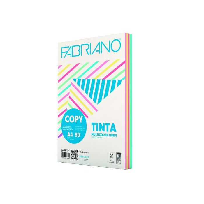 Fabriano F62521297 Paquete 250 Hojas A4 80g Colores Surtidos Pastel (50 Hojas x Color) - Azul, Verde, Lavanda, Rosa, Amarillo Fabriano F62521297 Paquete 250 Hojas A4 80g Colores Surtidos Pastel (50 Hojas x Color) - Azul, Verde, Lavanda, Rosa, Amarillo