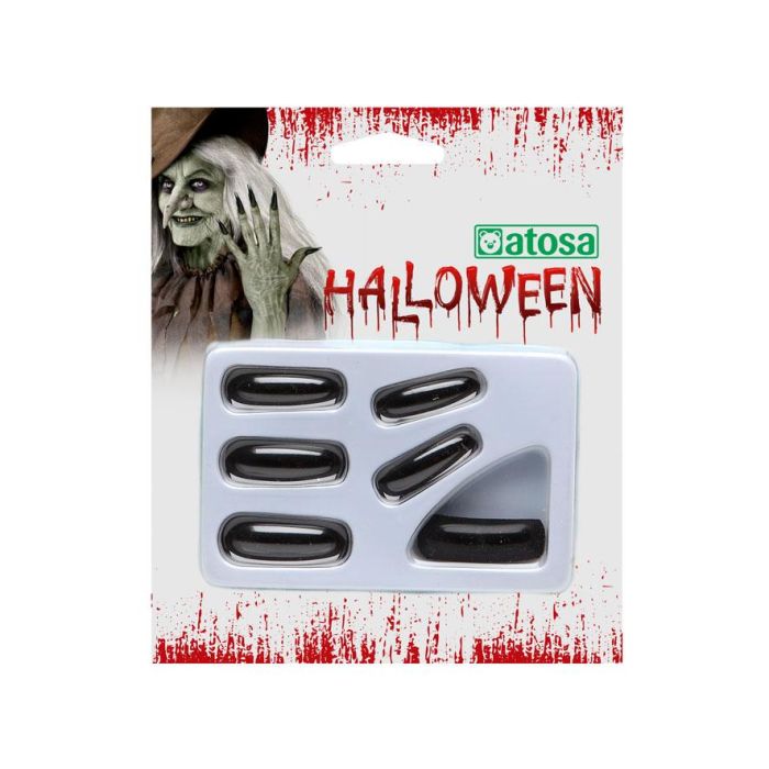 Uñas Postizas Halloween Negras Clásico Adulto Maquillaje