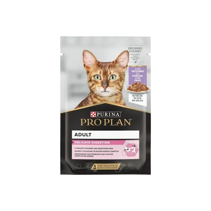 Purina Pro Plan Feline Delicate Pavo en Salsa - Alimento Húmedo para Gatos con Digestión Sensible, Omega 3 y 6, 26x85 gr