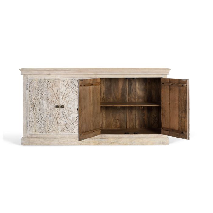 Giner y Colomer Aparador Artesanal en Madera de Mango 4 Puertas con Tiradores Negro Mate 2 Giner y Colomer Aparador Artesanal en Madera de Mango 4 Puertas con Tiradores Negro Mate 2