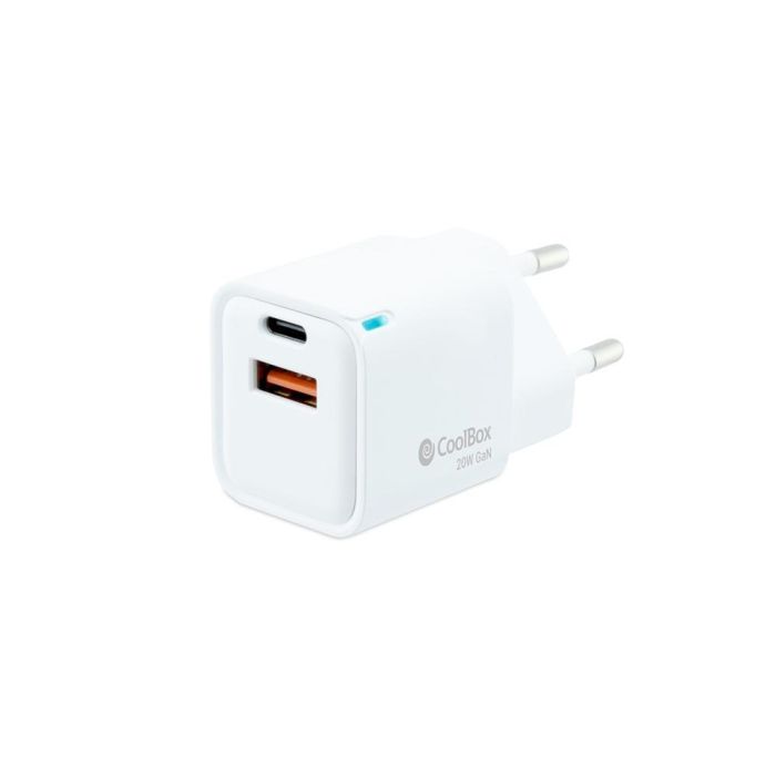 CARGADOR USB PARED COOLBOX GAN 20W USB-C/USB-A QC3.0 BLANCO 0 CARGADOR USB PARED COOLBOX GAN 20W USB-C/USB-A QC3.0 BLANCO 0