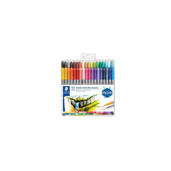 Rotulador Staedtler Doble Punta De Fibra 3200 Estuche De 72 Unidades Colores Surtidos