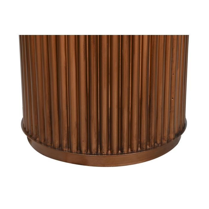 DKD Home Decor Mesa Comedor Moderno Blanco Cobrizo Marmol Metal 110 x 76 x 110 cm 4