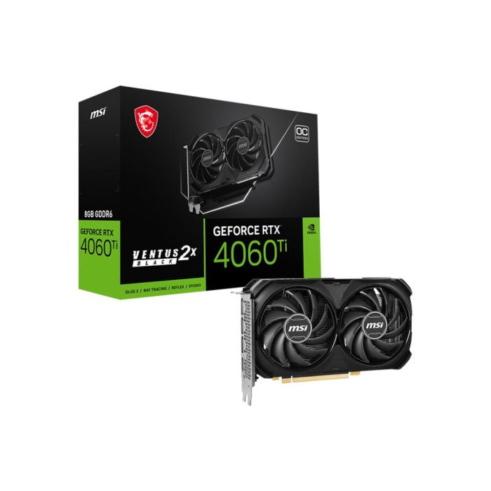 MSI VENTUS GeForce RTX 4060 Ti 2X BLACK 8G OC NVIDIA, Tarjeta Gráfica 8 GB GDDR6, PCI Express 4.0 0 MSI VENTUS GeForce RTX 4060 Ti 2X BLACK 8G OC NVIDIA, Tarjeta Gráfica 8 GB GDDR6, PCI Express 4.0 0