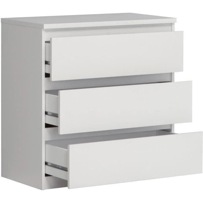 Cómoda CHELSEA 3 Cajones - Color blanco mate - An 77,2 x Pr 42 x Al 79,9 cm 4 Cómoda CHELSEA 3 Cajones - Color blanco mate - An 77,2 x Pr 42 x Al 79,9 cm 4