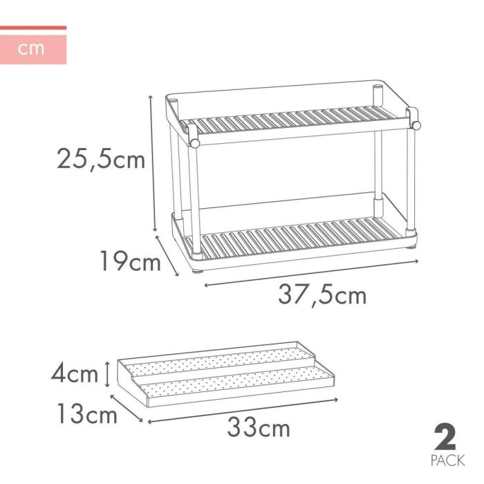 Organizador para Armario de Cocina Max Home Blanco 2 Estantes 2 Unidades 37,5 x 25,5 x 19 cm 2