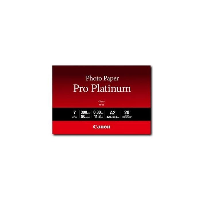 Canon Pro Platinum PT-101 Fotopapier, Alto Brillo, A2, 300 g/m², Blanco, 20 Hojas - Para Impresiones de Calidad Profesional