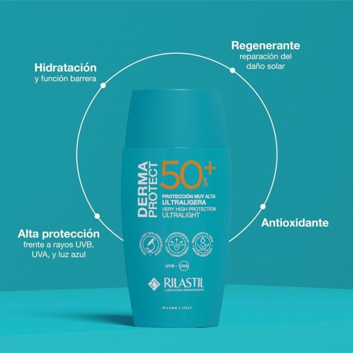 Rilastil DERMAPROTECT Fotoprotector Ultraligero SPF50+ 50 ml - Protección UVA/UVB, Resistente al Agua 1 Rilastil DERMAPROTECT Fotoprotector Ultraligero SPF50+ 50 ml - Protección UVA/UVB, Resistente al Agua 1