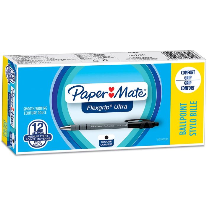 Papermate Bolígrafo Flexgrip Retráctil Negro Tinta Aceite Punta 1mm Trazo 0.4mm 1 Papermate Bolígrafo Flexgrip Retráctil Negro Tinta Aceite Punta 1mm Trazo 0.4mm 1
