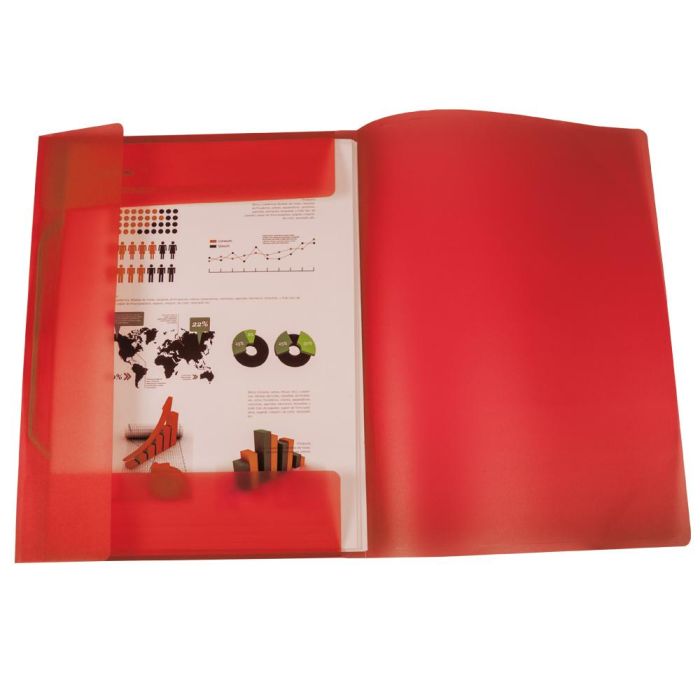 Carpeta Liderpapel Portadocumentos Solapas Polipropileno Din A3 Rojo Translucido Lomo Flexible 1