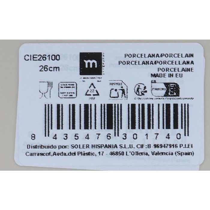 La Mediterranea Plato Llano de Vajilla Colección Cies Monaco 26 cm de Diámetro x 2 cm de Altura (6 Unidades) 1