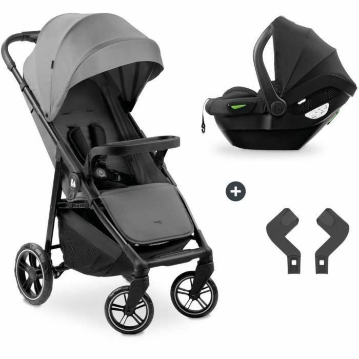 Hauck HAU1731474594460 - Set de viaje 2 en 1 Shop N Care: Cochecito, Silla de auto y Adaptadores, 4 ruedas, Gris
