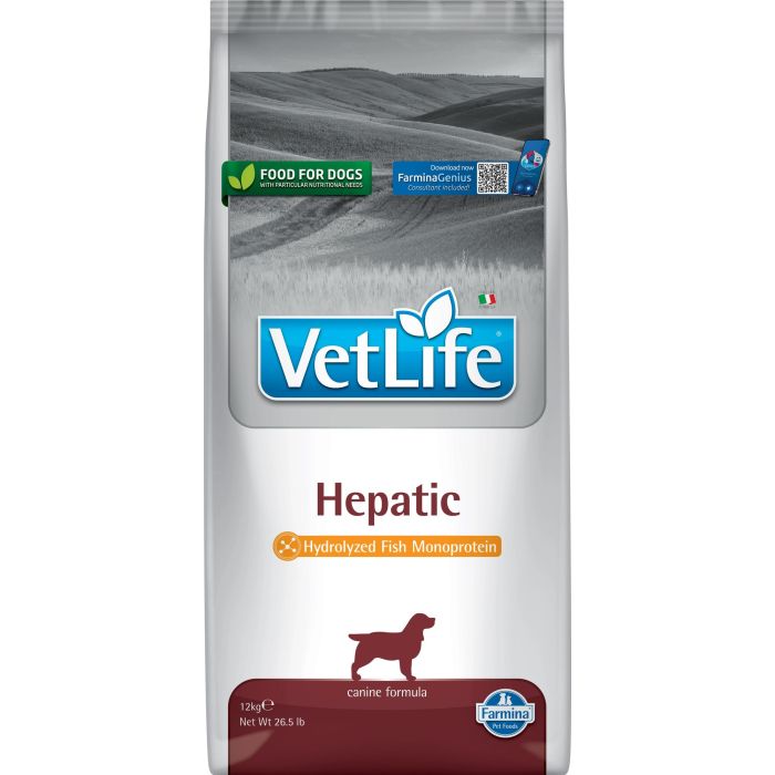 Farmina Vet Life Dog Hepatic - Alimento dietético para perros con insuficiencia hepática crónica, 12 kg