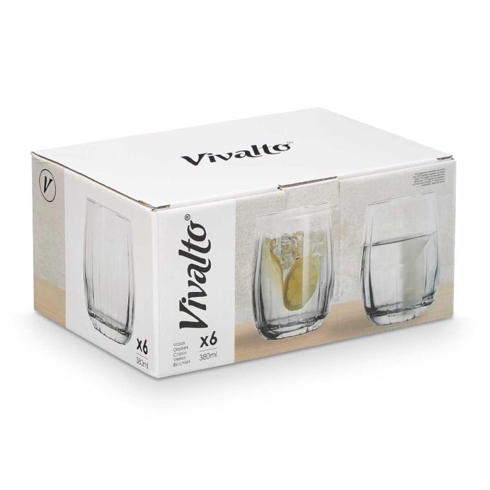 Vaso Rayas 380Ml Transparente Vivalto 6X11CM (24 Unidades) 1 Vaso Rayas 380Ml Transparente Vivalto 6X11CM (24 Unidades) 1
