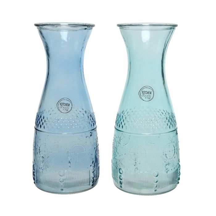 Botella de cristal con relieve 1100ml Ø10x25cm colores surtidos azul claro y oscuro 0 Botella de cristal con relieve 1100ml Ø10x25cm colores surtidos azul claro y oscuro 0