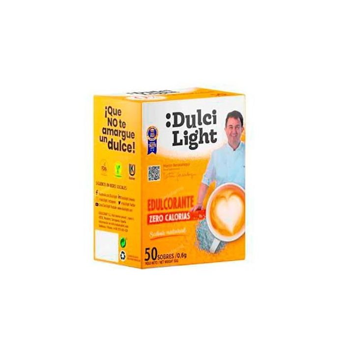 Dulcilight Edulcorante Zero Sucralosa 50 Sobres - Cero Calorías, Vegano, Sin Gluten, Apto Diabéticos y Keto