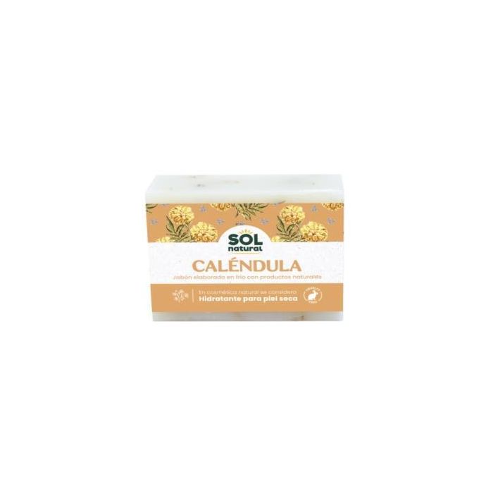 SOLNATURAL Jabón en Pastilla de Caléndula 100g para Piel Seca Hidratante Elaborado en Frío