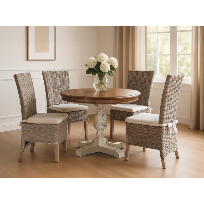 GINER Y COLOMER - Lote de 2 Sillas de Rattan con Cojín, Color Gris, Altura Asiento 47 cm