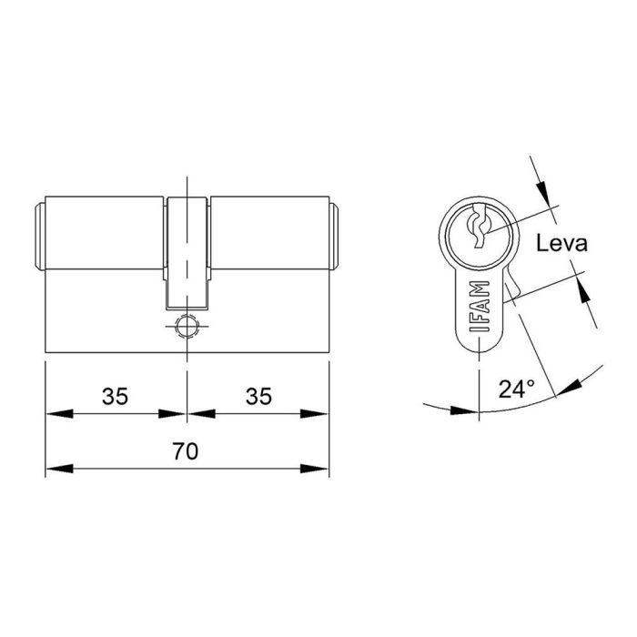 Ifam Cilindro F5s3535l de Latón 70mm (35+35mm) Leva Larga 15mm con 3 Llaves de Serreta - Europerfil 3 Ifam Cilindro F5s3535l de Latón 70mm (35+35mm) Leva Larga 15mm con 3 Llaves de Serreta - Europerfil 3
