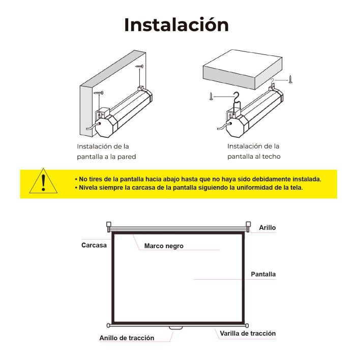 Pantalla Manual Videoproyector Pared Y Techo 6 Pantalla Manual Videoproyector Pared Y Techo 6