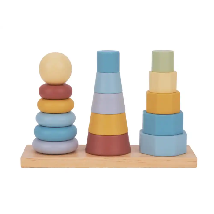 Imaginovo Torre de Formas Apilables Madera Infantil +18 Meses 17 Piezas 28x20x9cm Juguete Educativo 1