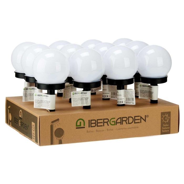 Ibergarden Baliza Solar Bola Luz Blanca 10 cm, Panel Solar y LED Incluidos (12 Unidades) 2 Ibergarden Baliza Solar Bola Luz Blanca 10 cm, Panel Solar y LED Incluidos (12 Unidades) 2