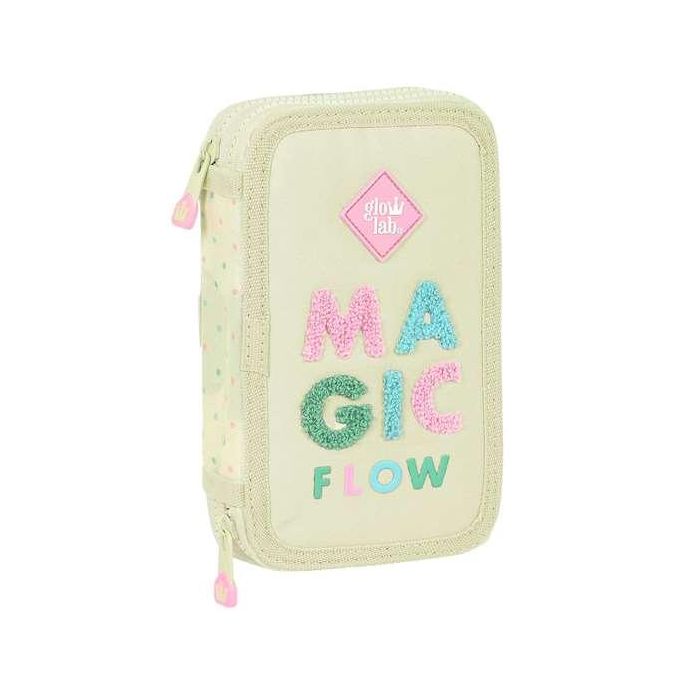 Estuche Escolar con Accesorios Glow Lab Magic flow Beige 12.5 x 19.5 x 4 cm (28 piezas)