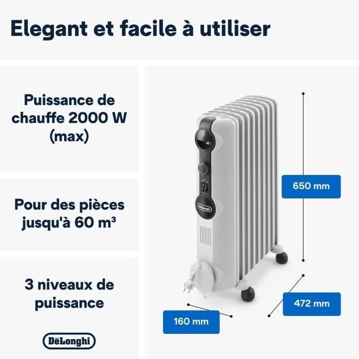 DELONGHI TRRS0920 Radiador de baño de aceite de 2000 vatios - 3 niveles de potencia - Comfortemp - Energía real (+ 35% de convección) 2 DELONGHI TRRS0920 Radiador de baño de aceite de 2000 vatios - 3 niveles de potencia - Comfortemp - Energía real (+ 35% de convección) 2