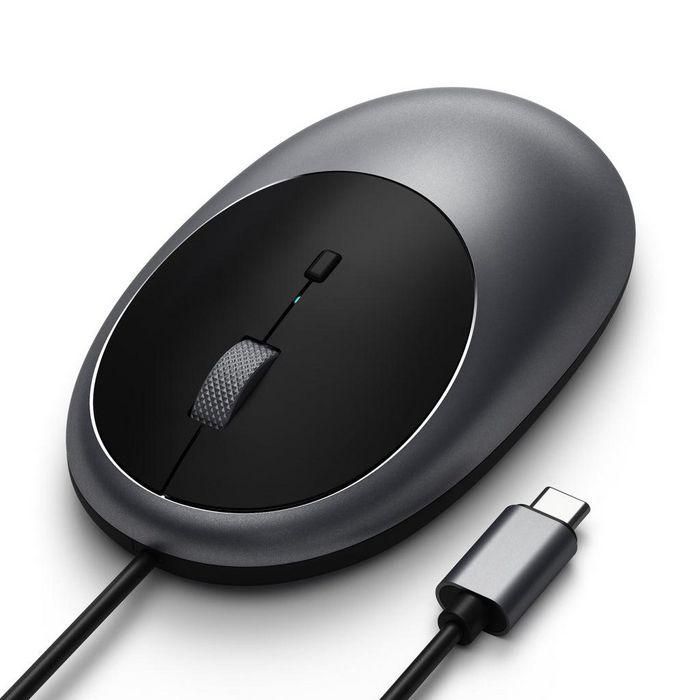 Satechi Ratón C1 USB-C con Cable, DPI Ajustable (800/1200/2400/3200), Luz LED, Ratón para Ordenador con Cable USB-C Plug and Play 2