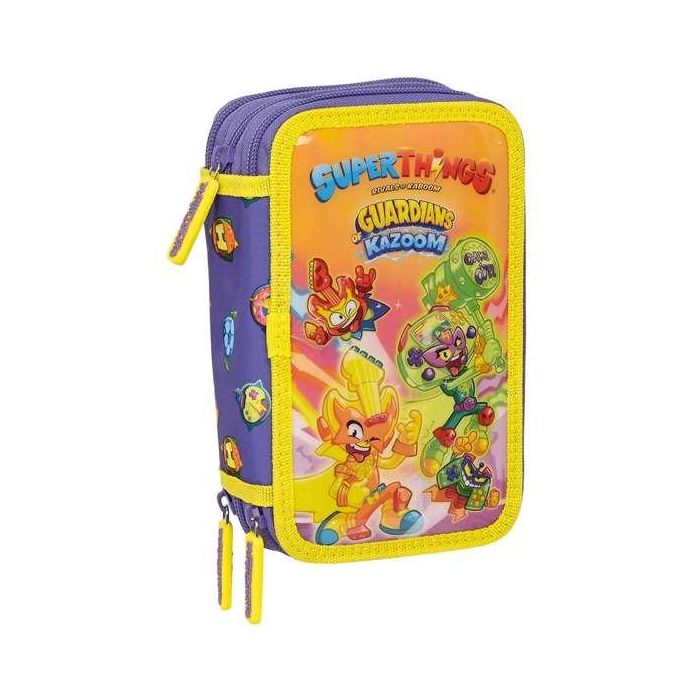 Plumier Triple SuperThings Guardians of Kazoom Morado Amarillo (36 Piezas) Plumier Triple SuperThings Guardians of Kazoom Morado Amarillo (36 Piezas)