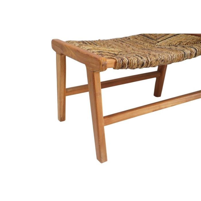 DKD Home Decor Descalzadora Alpino de Teca y Fibra Natural Marrón Claro – Banco Zapatero Asiento 65x47x40 cm, Altura Asiento 39 cm 1