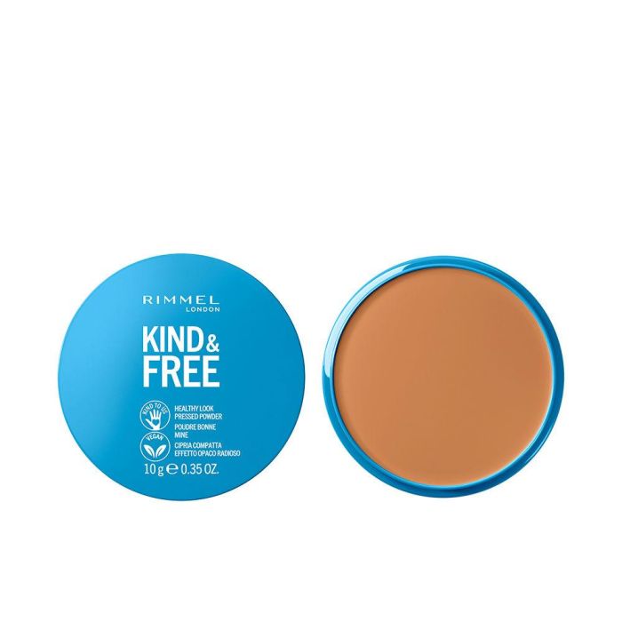 Rimmel London KIND & FREE powder #40-tan, Polvo Compacto Vegano con 94% de Ingredientes de Origen Natural, Acabado Mate y Duradero, 10g Rimmel London KIND & FREE powder #40-tan, Polvo Compacto Vegano con 94% de Ingredientes de Origen Natural, Acabado Mate y Duradero, 10g