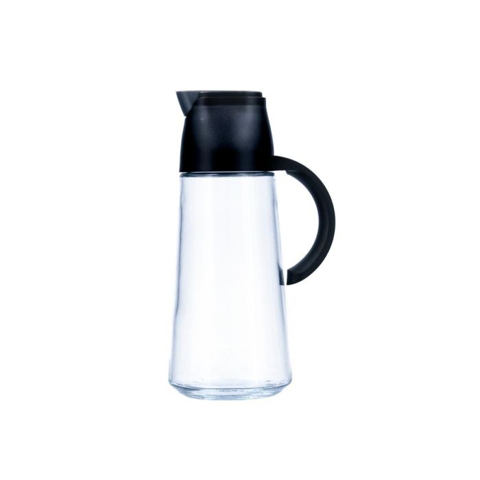 Quid Aceitera Cocco de Vidrio Transparente 630 mL con Tapa Basculante y Boca Ancha para Fácil Limpieza, Apta Lavavajillas