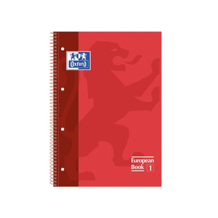 Oxford Cuaderno Classic Europeanbook 1 Write&Erase 80H A4+ 5x5 mm Microperforado T-Extradura Pack 5 Ud Rojo 1