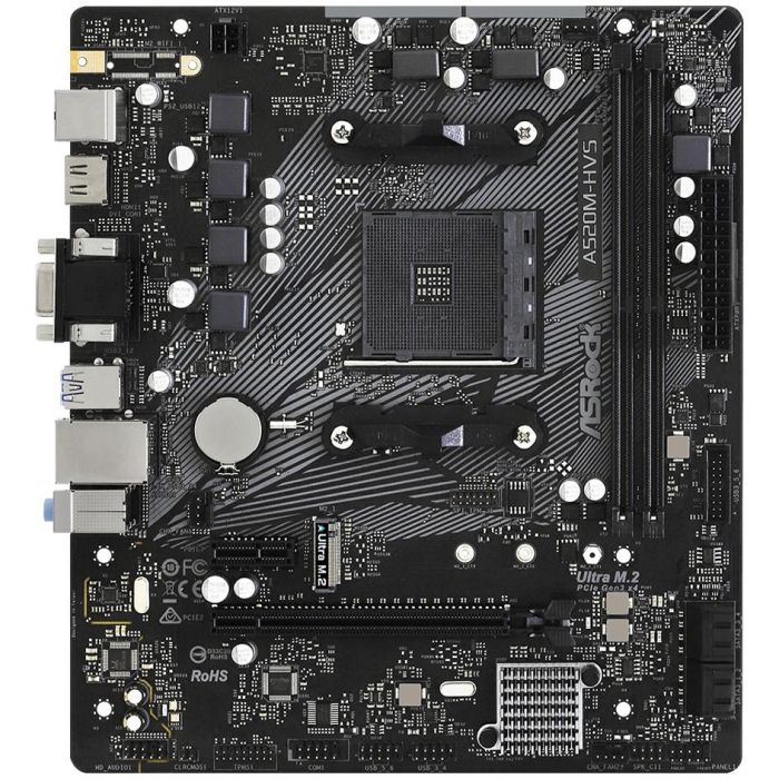 ASRock A520M-HVS Placa Base mATX AMD A520 para Socket AM4, compatible con procesadores AMD Ryzen 3000 Series 1