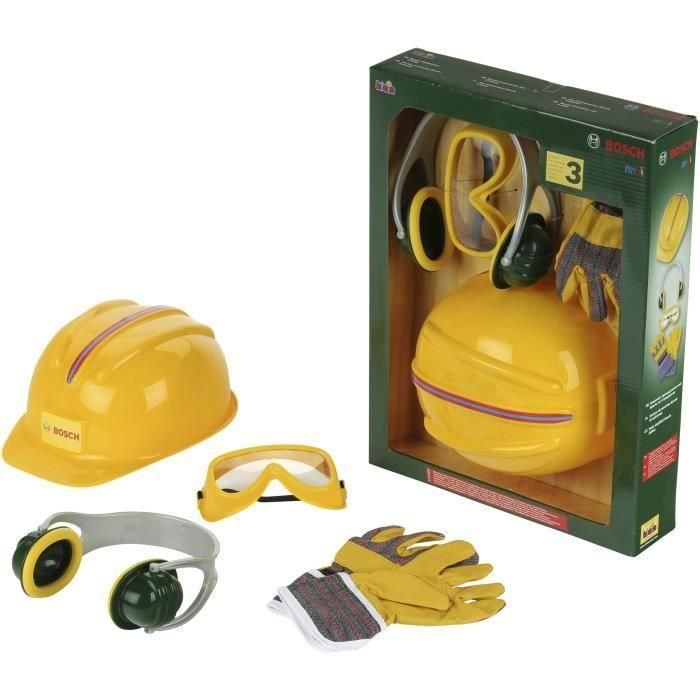 Klein Juego de Accesorios de Trabajo Infantil Temática BOSCH, 4 Piezas (Casco Ajustable, Gafas, Auriculares, Guantes) - Para Niños de 3+ Años 2