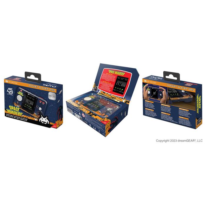 My Arcade Consola Retro Pocket Player Space Invaders con Pantalla 2.75" a Color, Altavoz y Puerto Auriculares. Alimentación USB-C o Pilas AA 2