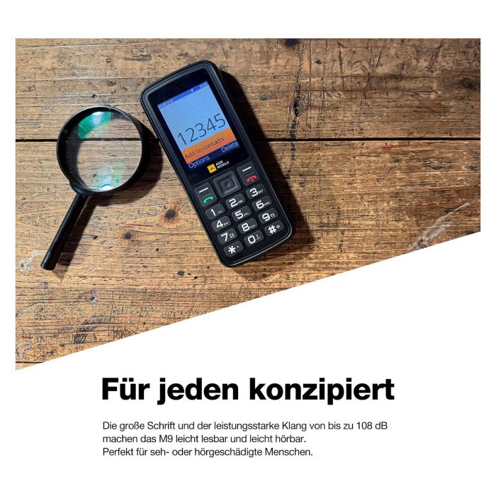 AGM M9 - Teléfono móvil rugged barra 4G LTE dual SIM, pantalla 2.4", resistencia IP68 IP69K MIL-STD-810H, 128 GB, batería 1000 mAh, negro 4