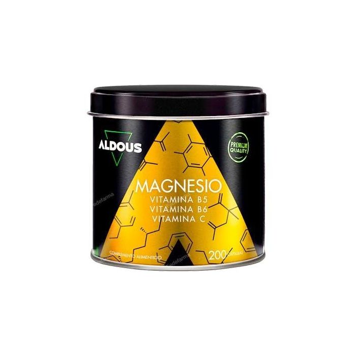 ALDOUS BIO Magnesio con Vitamina C, B5 y B6 - Suplemento en Cápsulas, 200 Unidades
