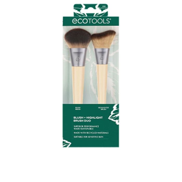 Ecotools Blush + Highlight Brush Duo - Brochas para rubor y resaltar, diseño innovador para un look radiante Ecotools Blush + Highlight Brush Duo - Brochas para rubor y resaltar, diseño innovador para un look radiante