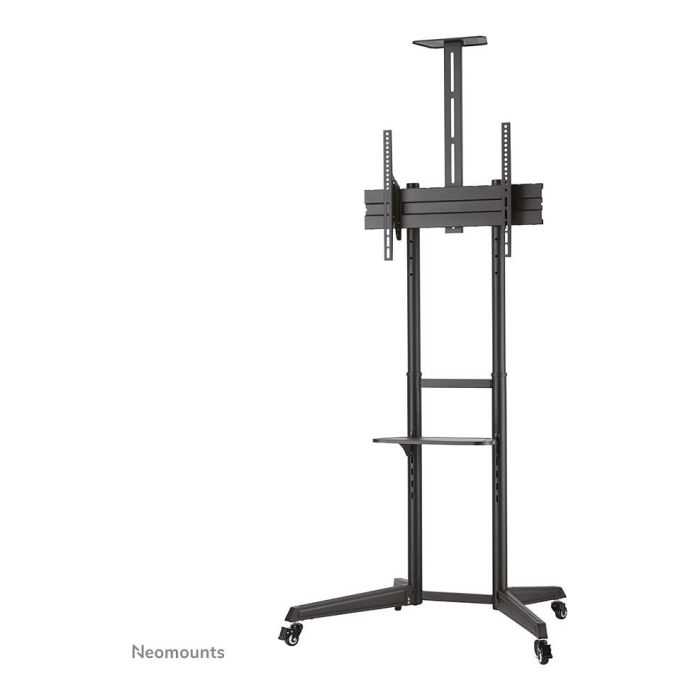 Neomounts FL50-550BL1 Carrito Móvil para Pantallas de 37"-70", Estante para Cámara, Carga Máx. 50 kg, Altura Manual 128,5-145 cm, VESA 100x100-600x400 (Negro) 1