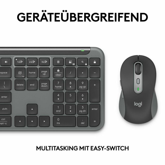Logitech MK950 Combo Signature Slim Inalámbrico Teclado y Ratón QWERTZ Alemán Grafito RF Wireless + Bluetooth 4